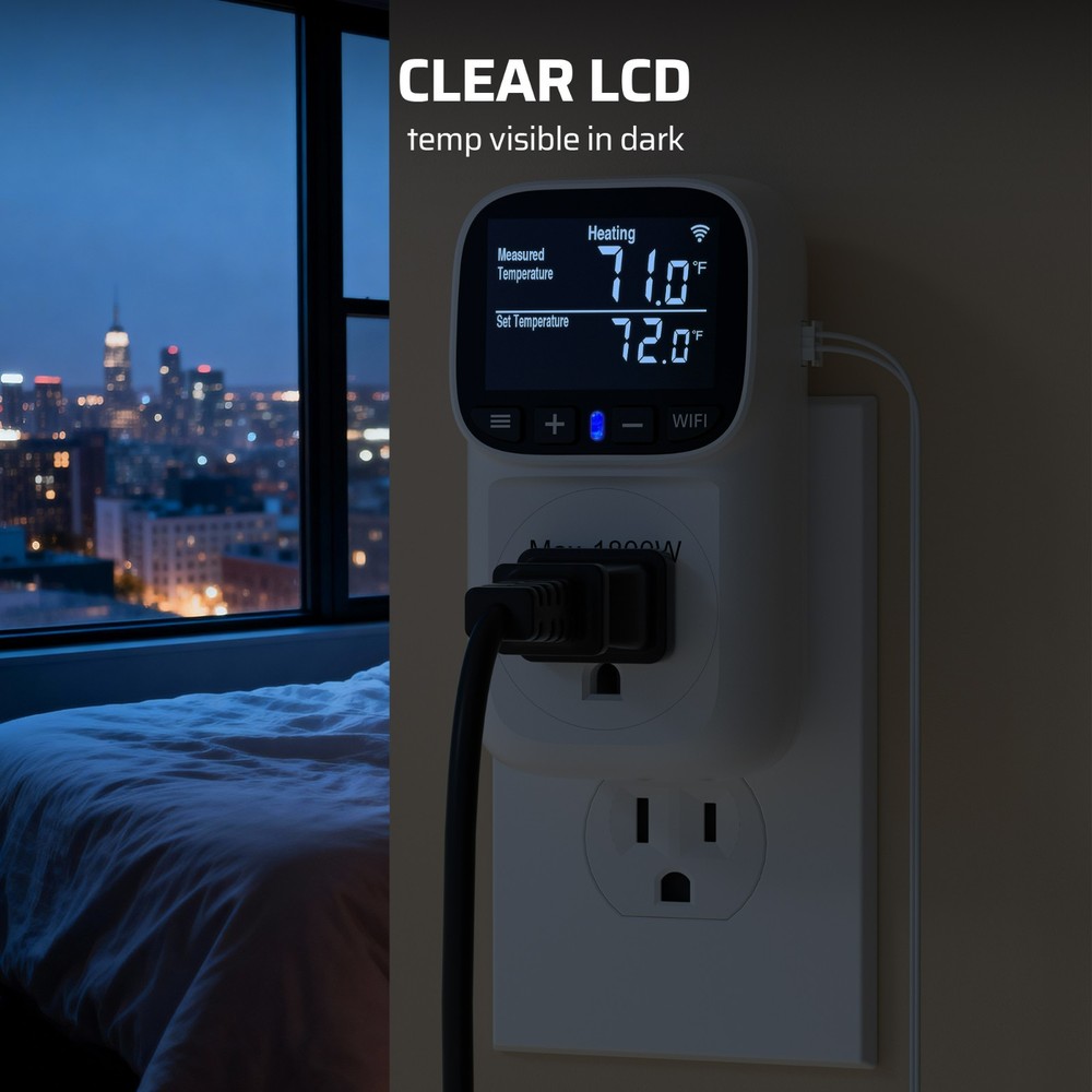DEWENWILS WiFi Thermostat Controlled Outlet Plug 24H Schedule Timer APP Remote