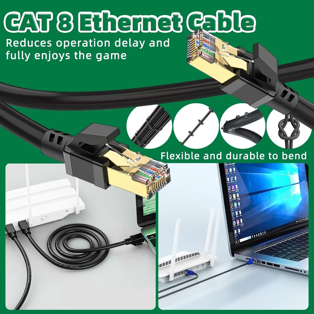 Cat8 Ethernet cable High Speed 40Gbps Patch LAN network Gold plated RJ45 batch