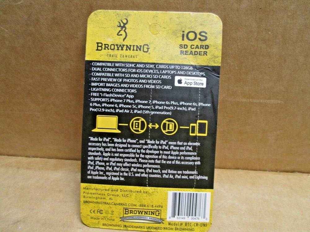 BROWNING BTC CR-UNI TRAIL CAMERA SD CARD READER (IOS SUPPORTED)