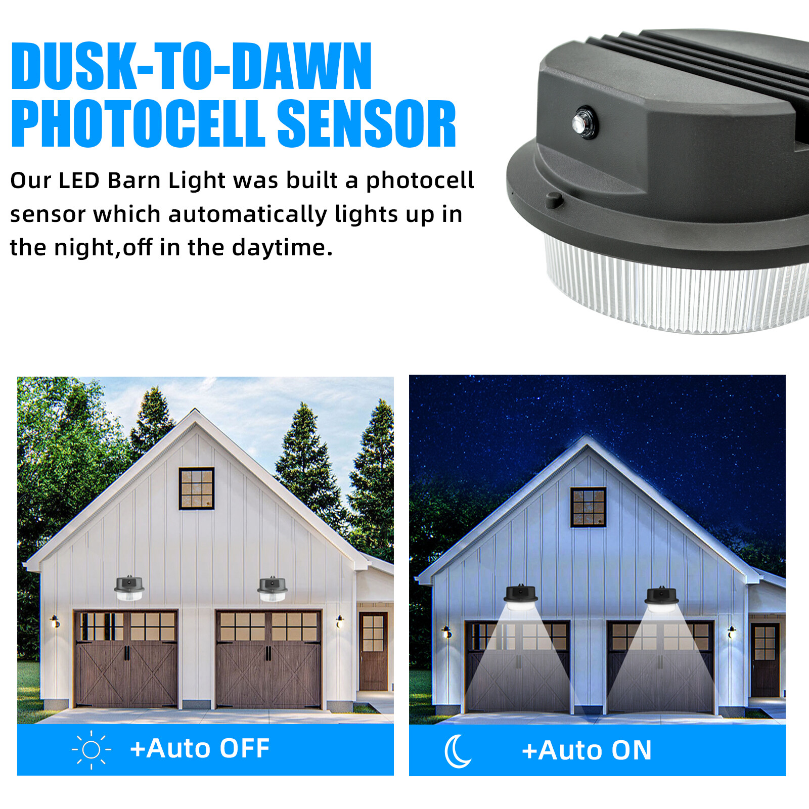 75W Outdoor Dusk to Dawn LED Wall Light – Area,Street,Garage,Barn,Security Light