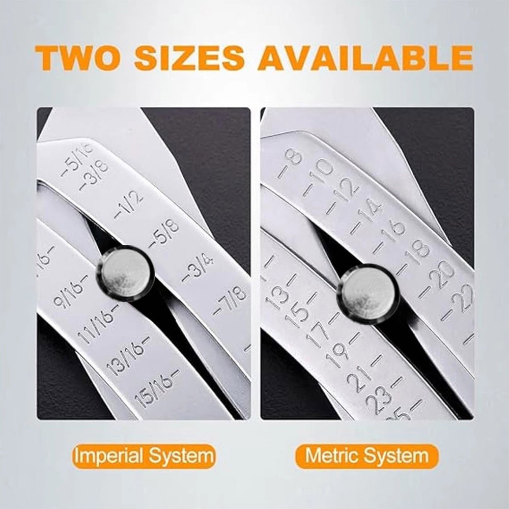 2PCS Portable Thread Gauge Set - Bolt Size Identifier with Keychain Accessory