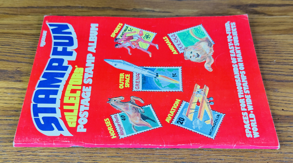 STAMP FUN 1985 HYGRADE VTG POSTAGE ALBUM COLLECTORS BOOK w STAMPS Grossman