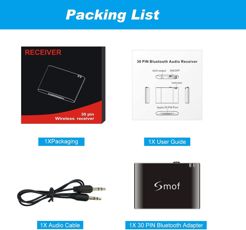 30 Pin Bluetooth Adapter Receiver for Bose Sounddock Ipod Iphone Music Docking S