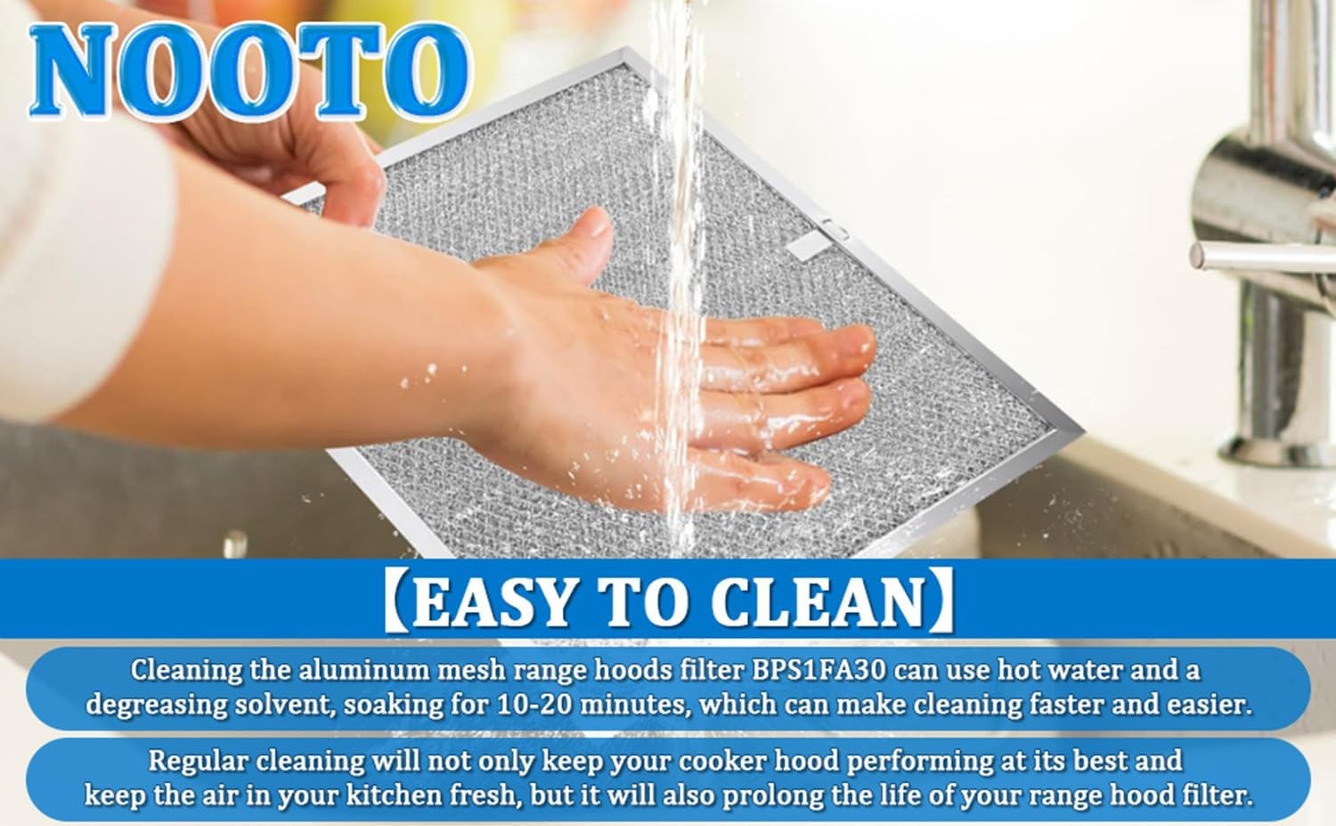 2 Pack BPS1FA30 99010299 Range Hood Grease Filter 11-3/4" X 14-1/4" X 3/8" Alumi