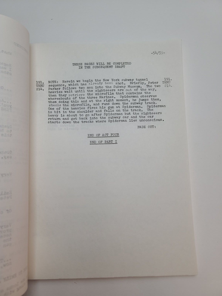 THE AMAZING SPIDER-MAN / 1978 TV Script, Spiderman "Chinese Web"