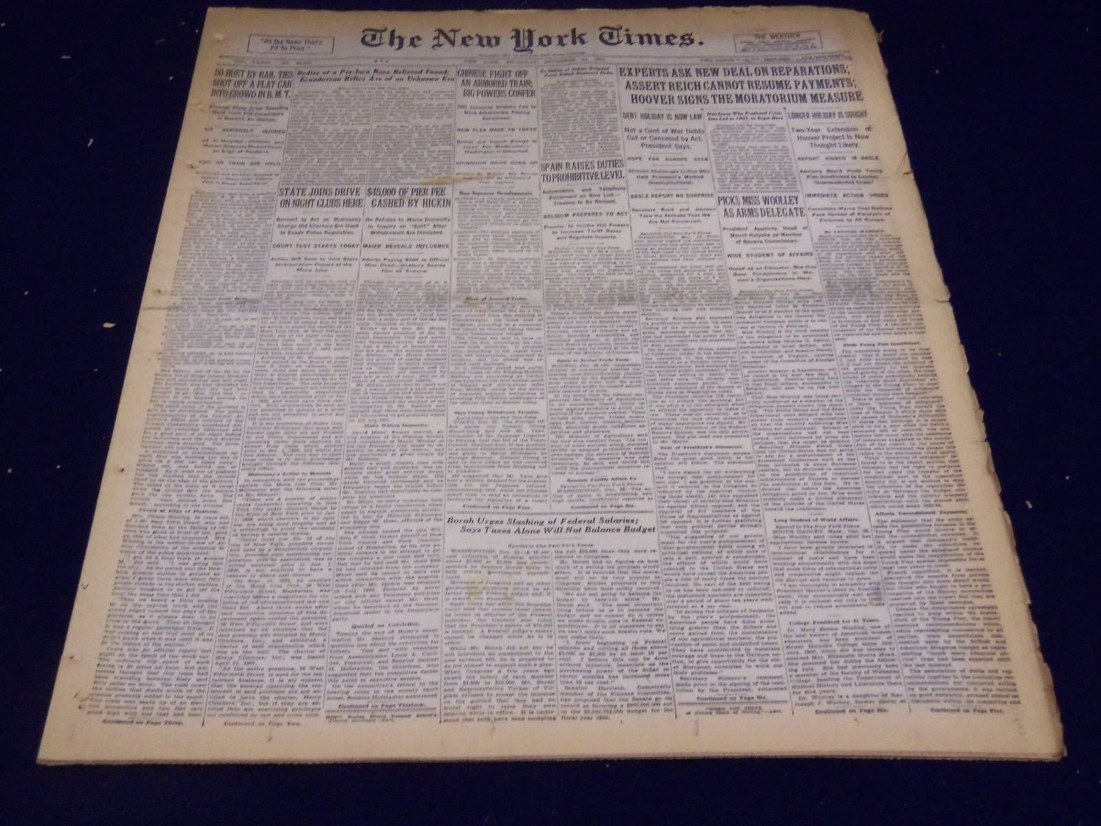 1931 DECEMBER 24 NEW YORK TIMES - PRE-INCA RACE BELIEVED FOUND - NT 2227