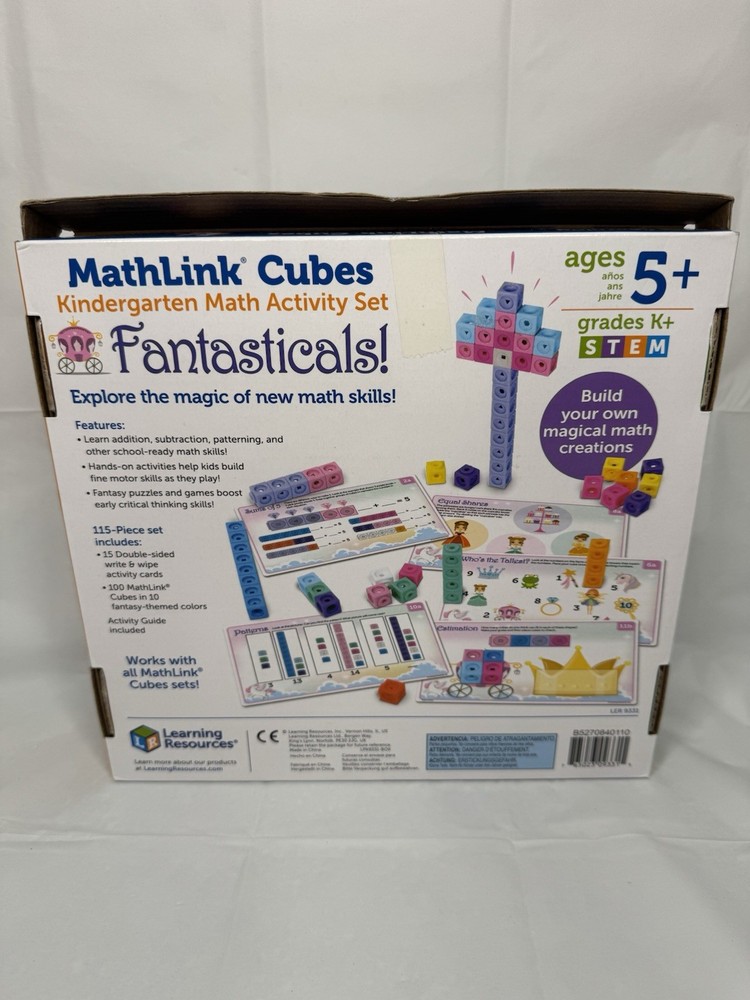 Learning Resources MathLink Cubes Kindergarten STEM 5+ Math Activity Set 115 pcs