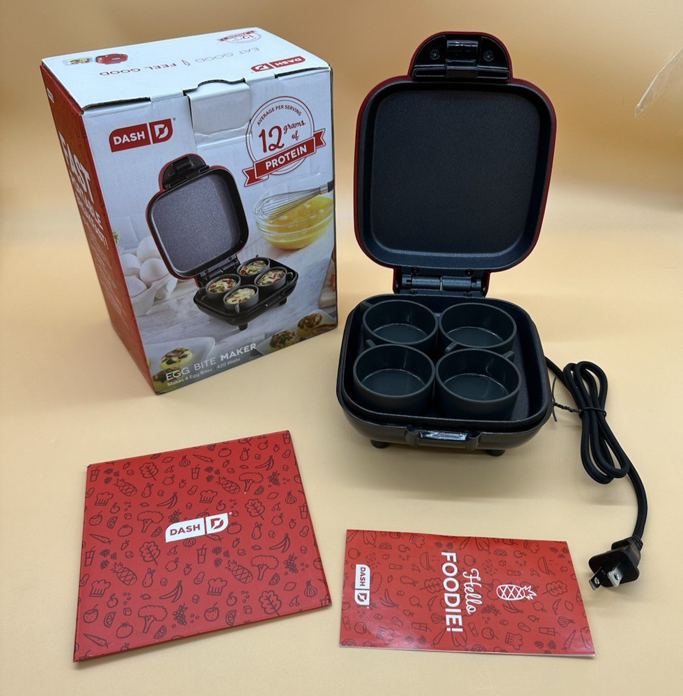 DASH Egg Bite Maker DBBM400GBRD04 420W Electric Red Makes 4 Egg Bites Easy Clean