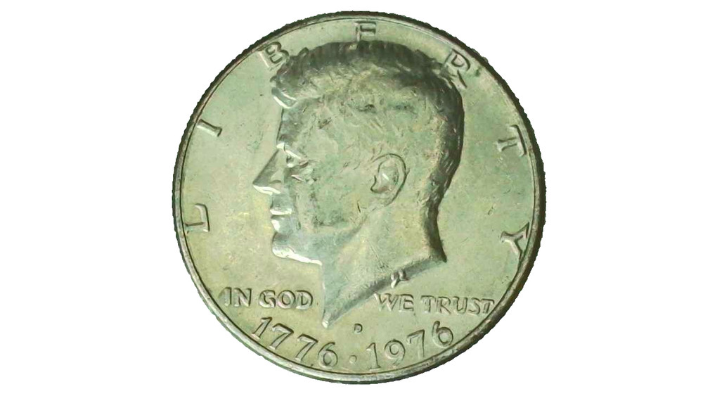 1976D Kennedy Half Dollar Error Coin - Filled "D" Mint Mark Error Obverse - 1221