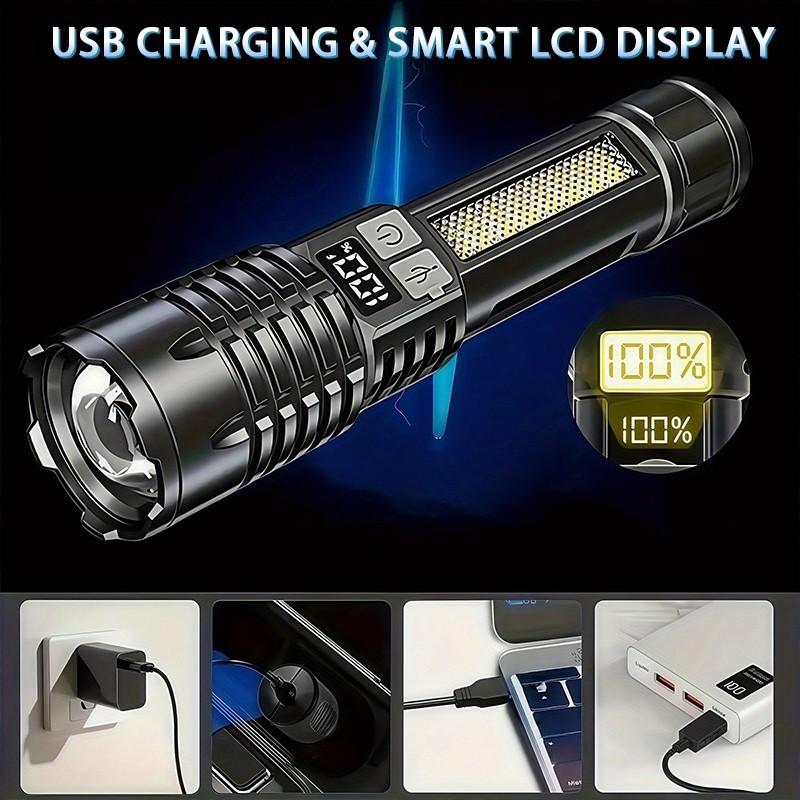 990000000 Lumen Super Bright LED Tactical Flashlight Rechargeable LED Work Light