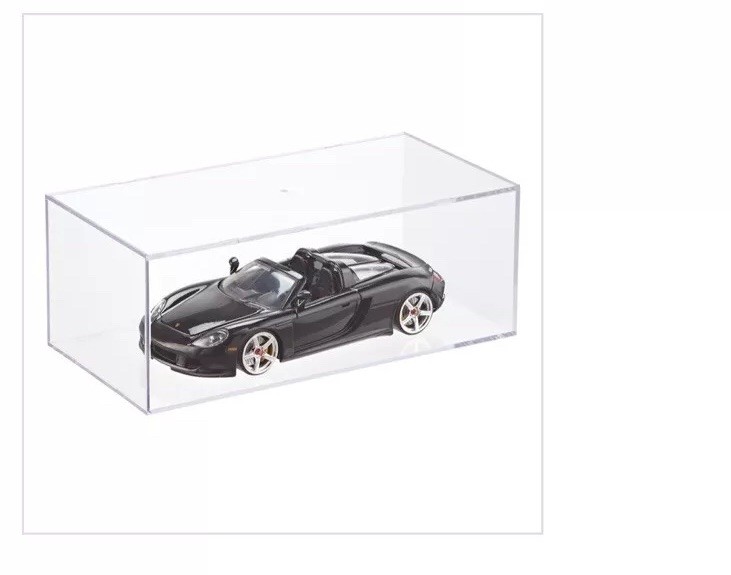 2 Container Store Plastic Clear Race Car Holder Box Racecar Display Cube Boxes