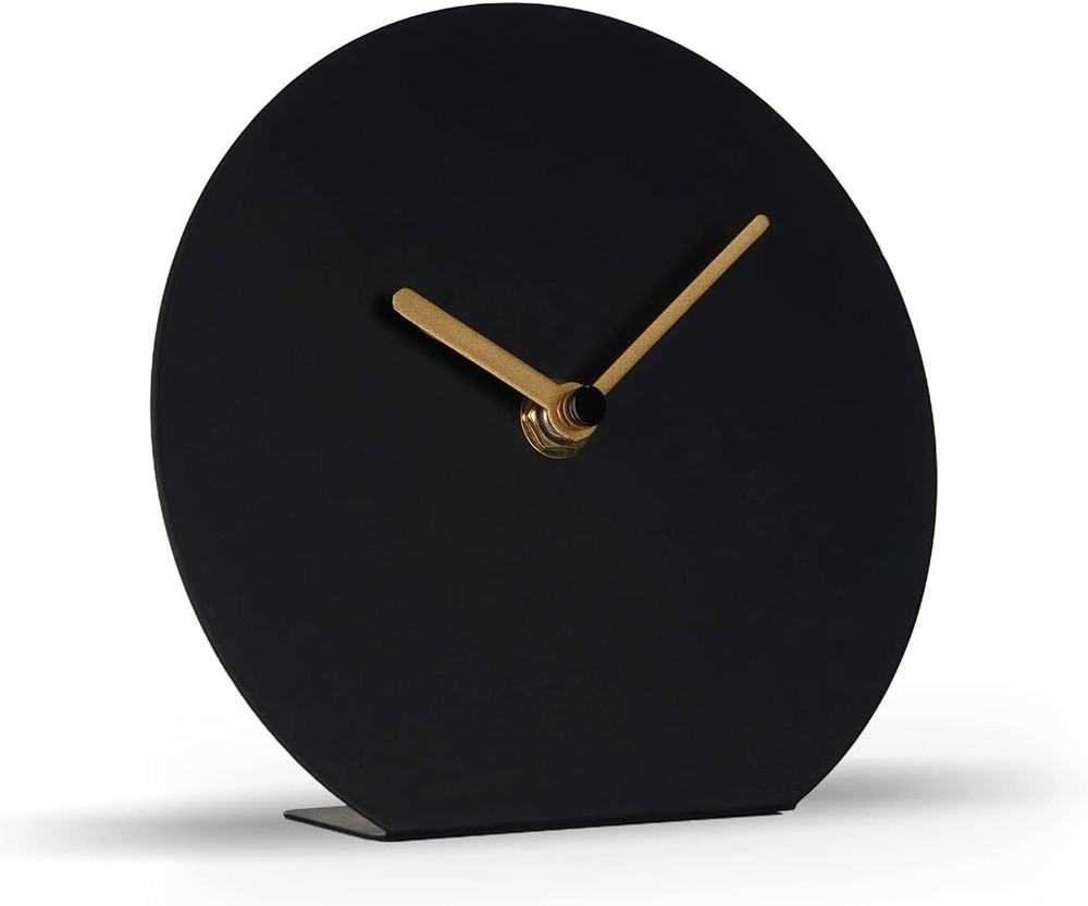 SOFFEE DESIGN 6'' One-Piece Table Clocks Without Scale Black Tabletop Clock