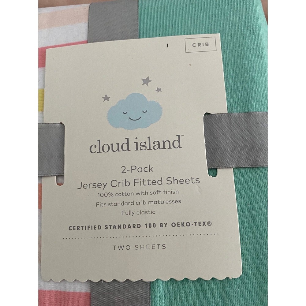 Cloud Island 2 Pack Baby Jersey Crib Fitted Sheets