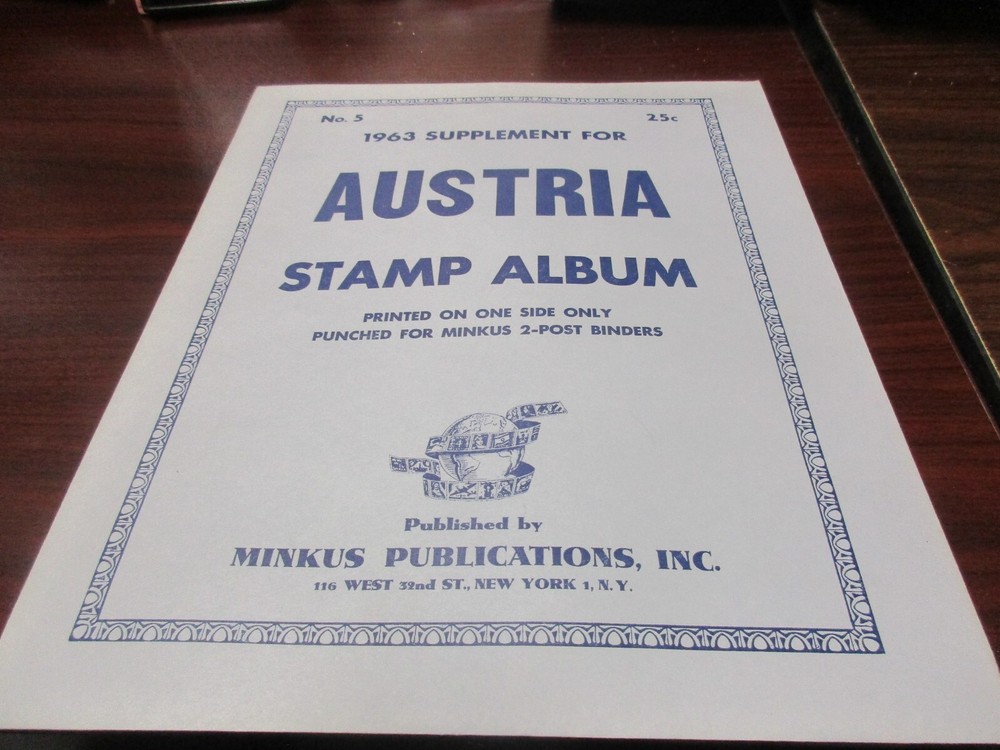 "MINKUS" 1963  SUPPLEMENT AUSTRIA  #5  W/FREE SHIPPING!!!