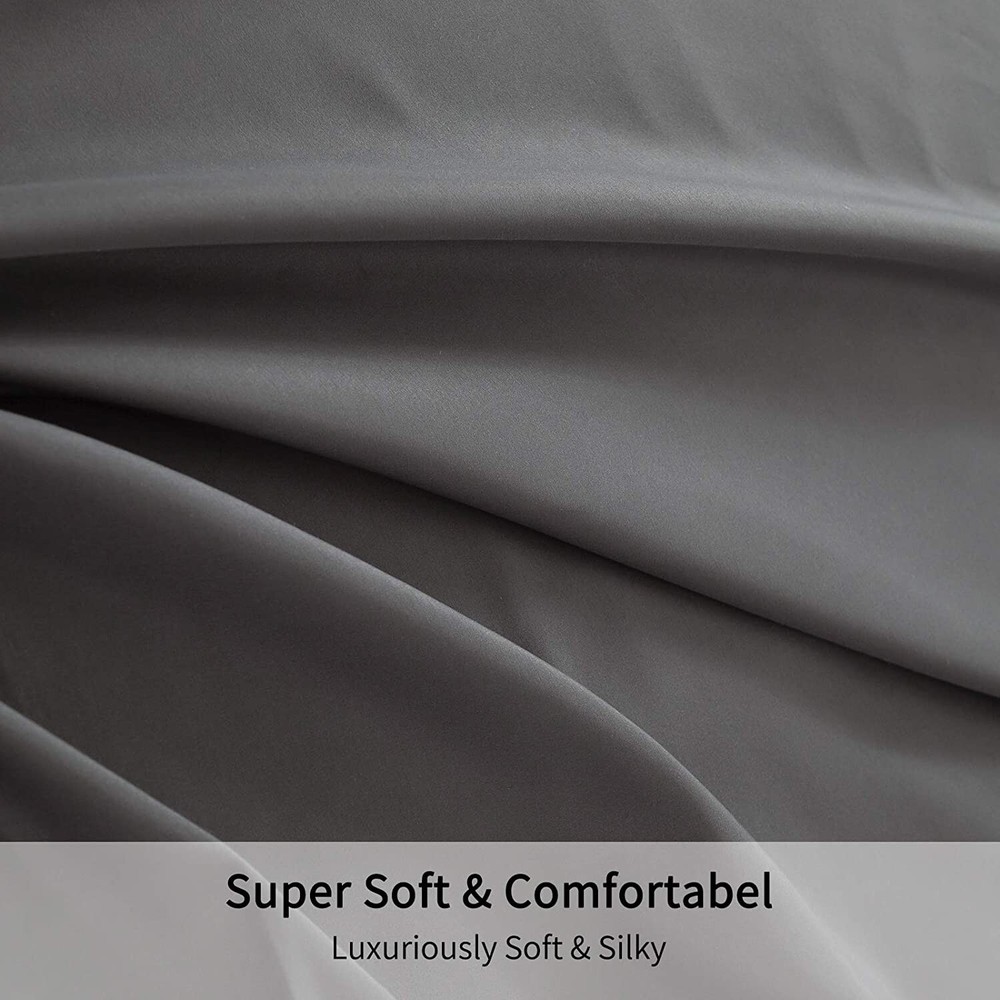 Luxury Queen Bed Sheets Set Grey Ultra Soft 4 Pieces Bedding Microfiber