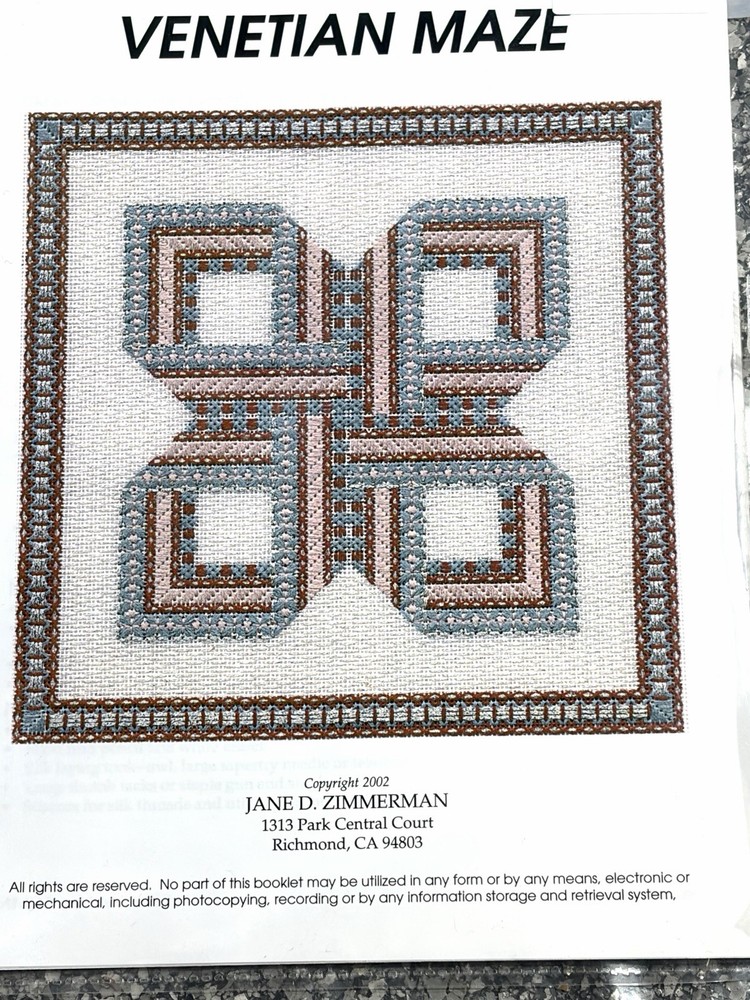 Venetian Maze Needlepoint Pattern Jane D. Zimmerman