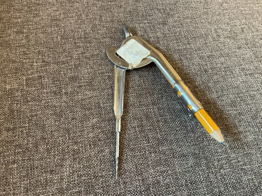 Vtg Protractor School Math Drafting Compass Instrument Clamp Pencil Style