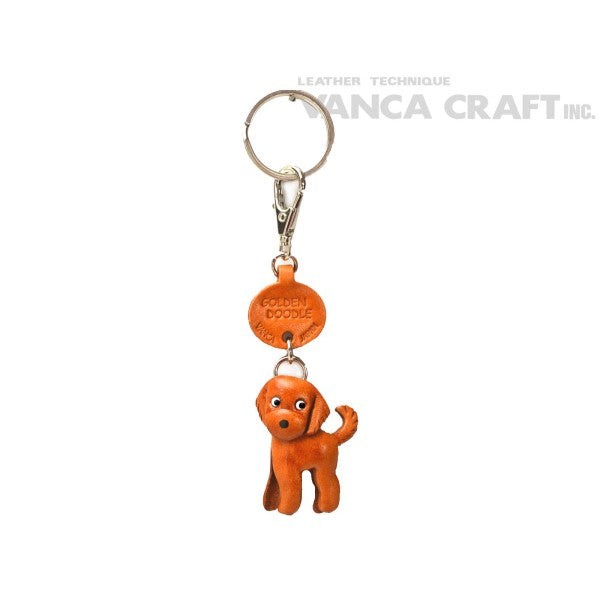 Goldendoodle Leather Dog Keychain