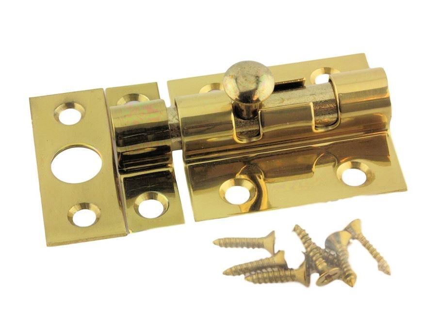 1-3/4" Barrel Bolt Lock Solid Polished Brass
