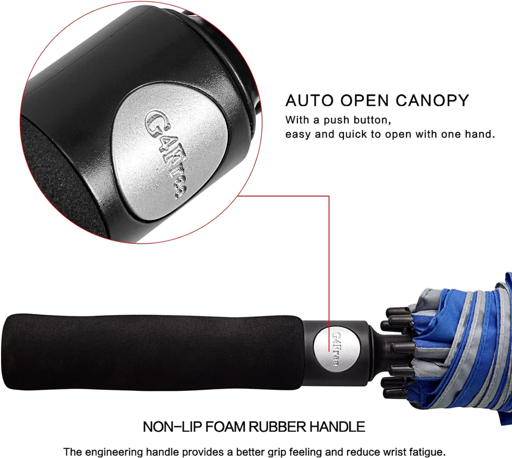 62" Auto Open Golf Umbrella, Oversize Double Canopy, Vented, Windproof Umbrella