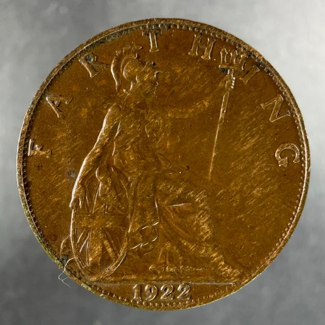 1922 Great Britain Farthing George V Britannia Reverse