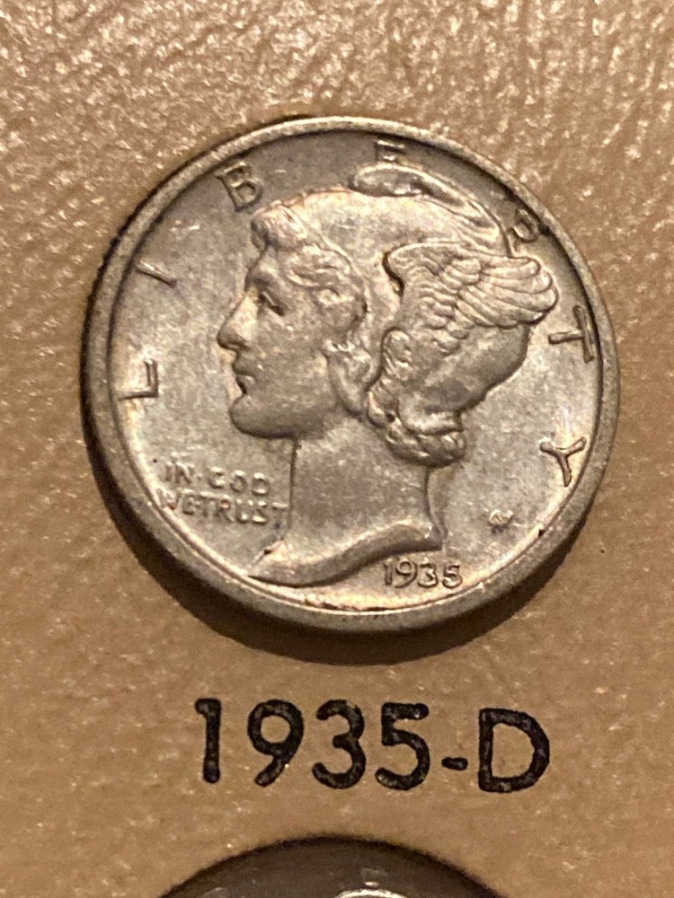 1935 D Mercury Dime ABOUT UNCIRCULATED