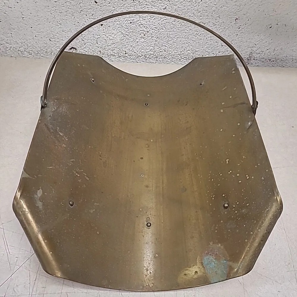 Vintage Rectangular Brass Fireplace Log Holder with Curled Corners