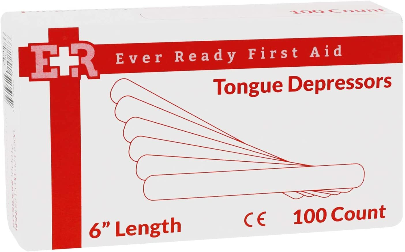 Ever Ready First Aid Medical 6" Wood Tongue Depressors Adults Children - 100CT