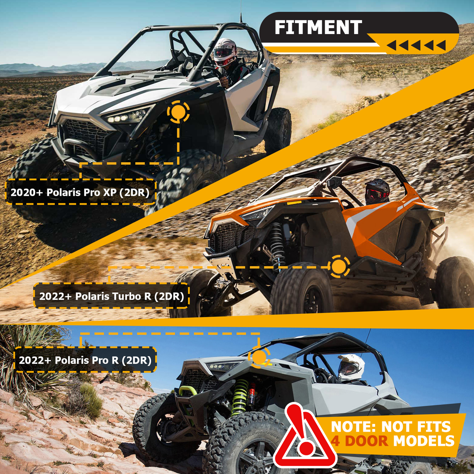 Fits Polaris RZR Pro XP/PRO R STEEL 1.75" Tree Kickers Brush Guard Nerf Bars