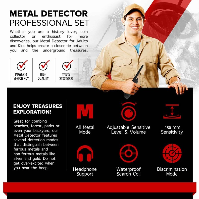 Bounty Hunter Metal Detector with Pinpointer Gold 8 INCH Professional Sensor LCD