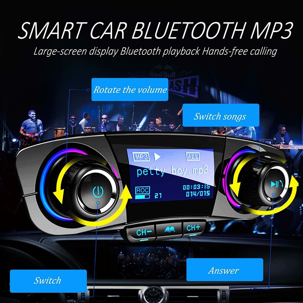 Bluetooth Car FM Transmitter MP3 Player Radio Adapter Kit USB Charger Hands free