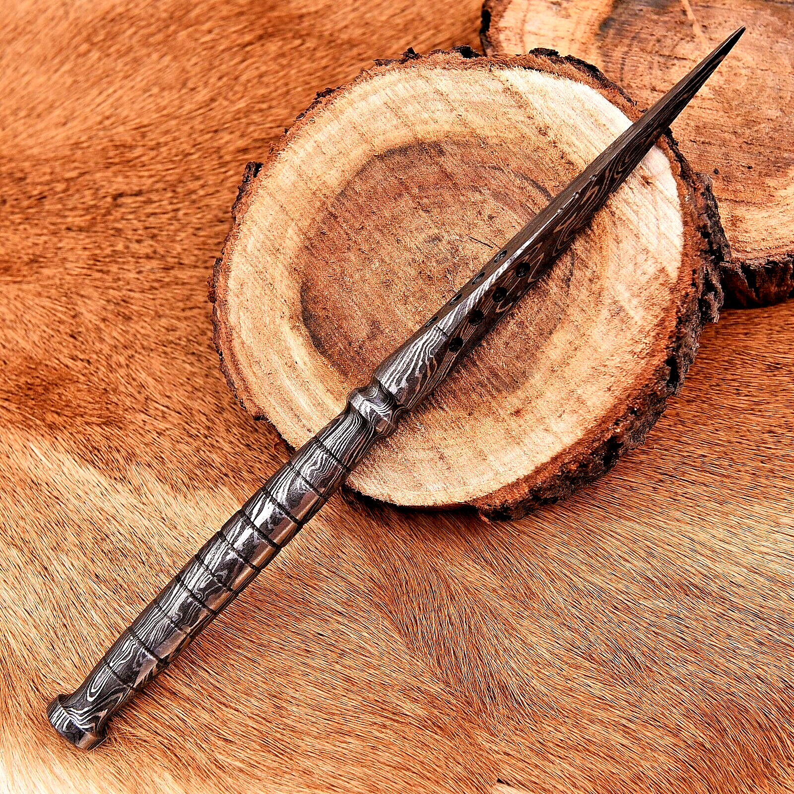 Custom Made Hand Forged Damascus Steel Kris Blade Tri Edged Dagger Knife 2427