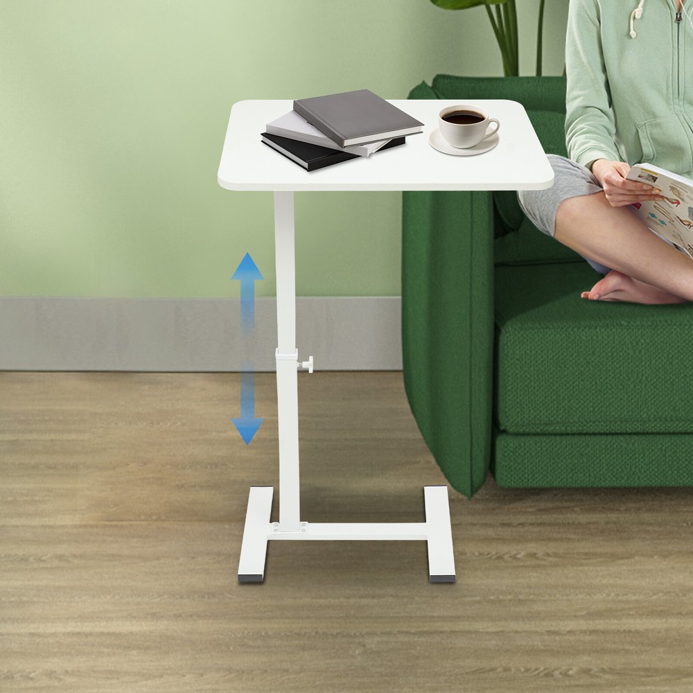 Bedside Table 24.8-40.55" Height Adjustable Sofa Side Table Rolling Laptop Table