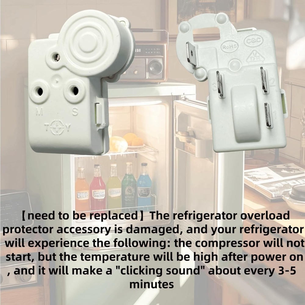2 Pack Refrigerator Freezer Compressor PTC Starter Relay, 4 Pins Over Load...