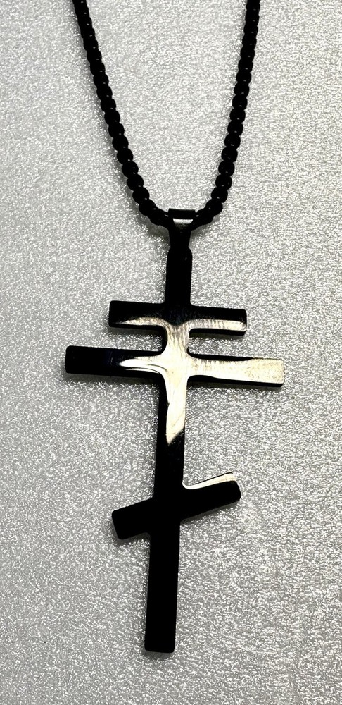 Orthodox cross necklace (black)