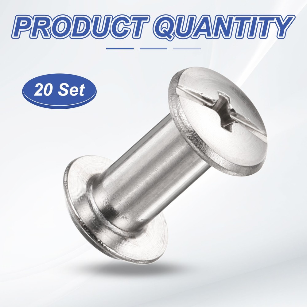 20set Phillips Chicago Screw M4x12mm Binding Post Screw, Silver