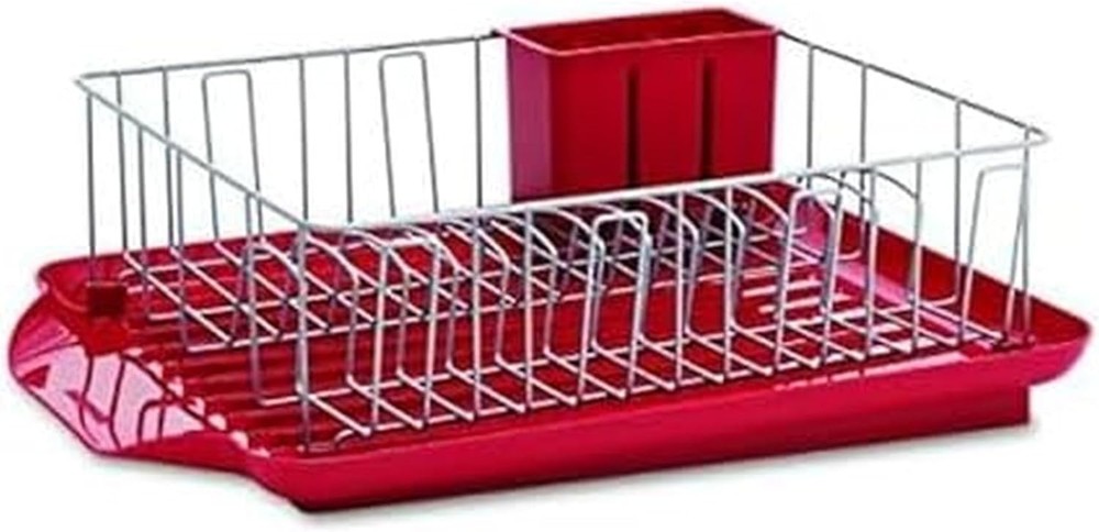 Classic Large Rust Resistant Full Dishrack W/ Removable 3 Compartment Flatware