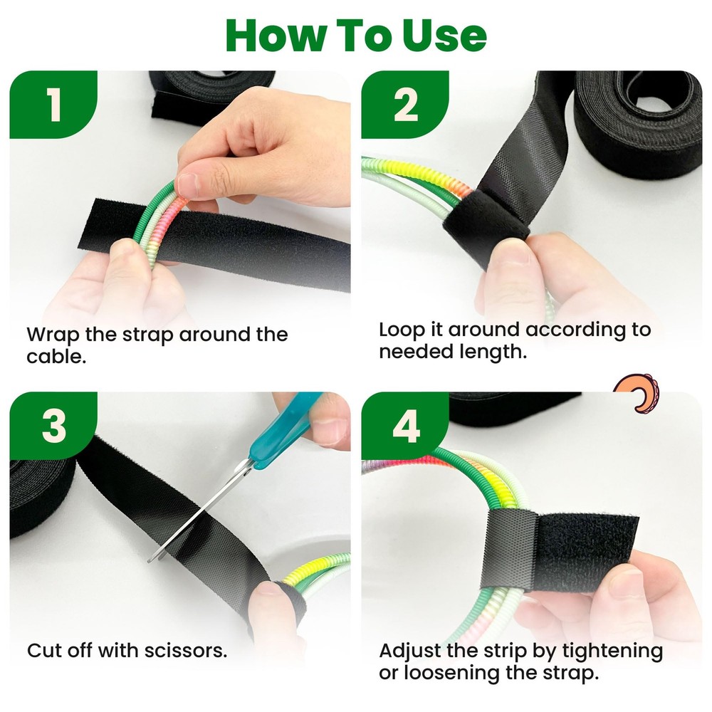 1 Inch x 30 FT Double Sided Hook and Loop Roll Tape | Two Sides, Self Stick, ...