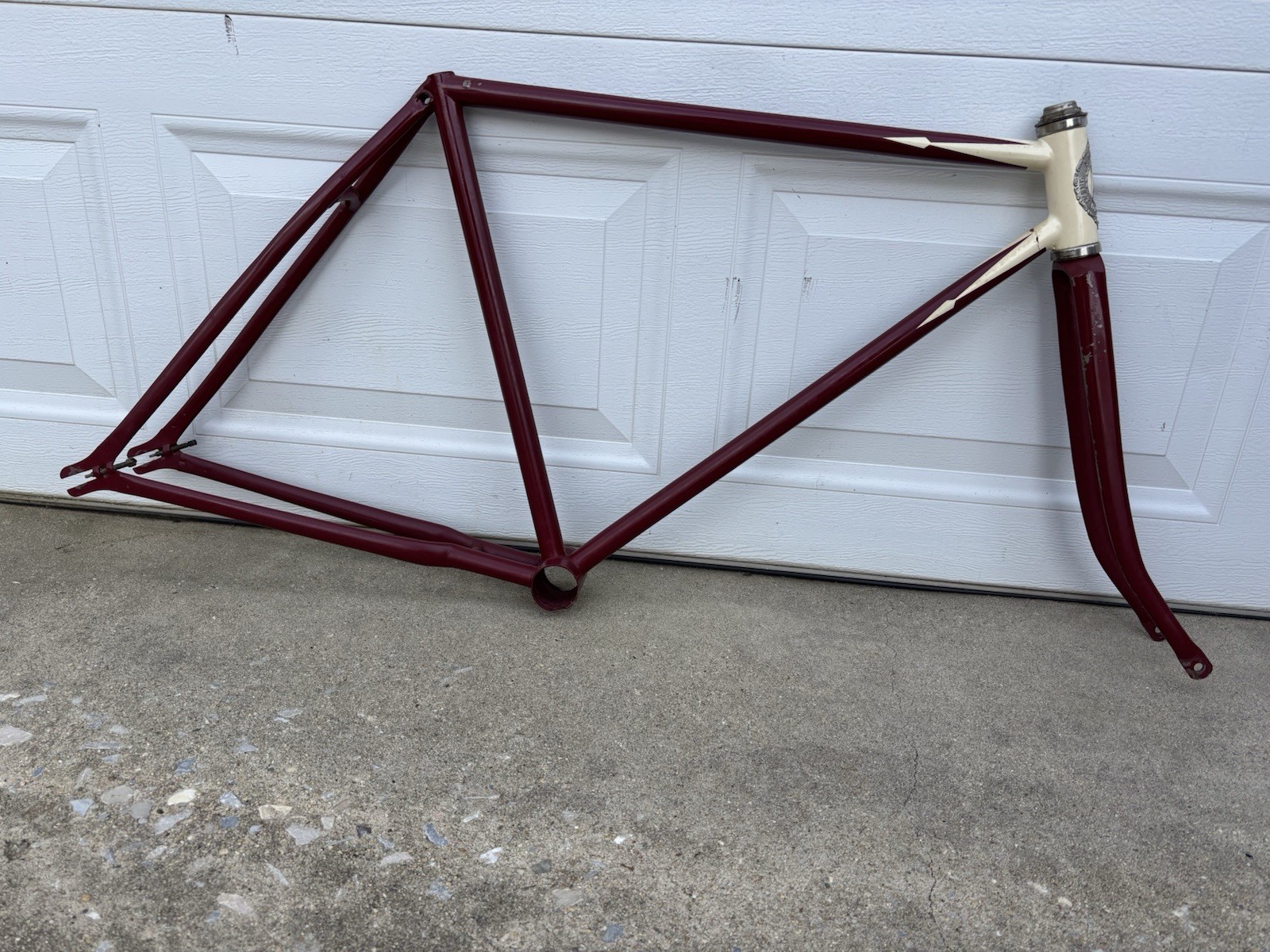 ANTIQUE 1900'S CIRCA ADLAKE 28" REPAINTED MOTORBIKE FRAME SET