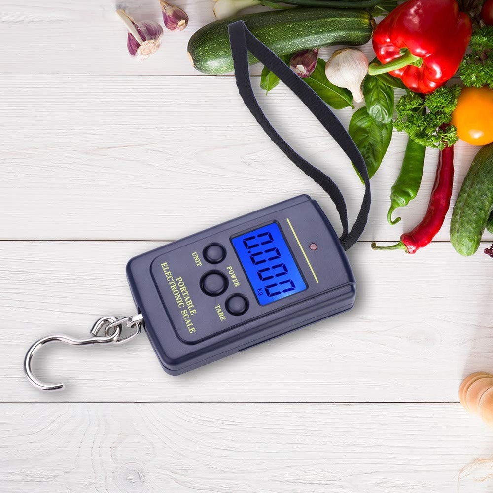 Digital Fish Scale with Backlit LCD Display, 88lb Capacity, Portable &