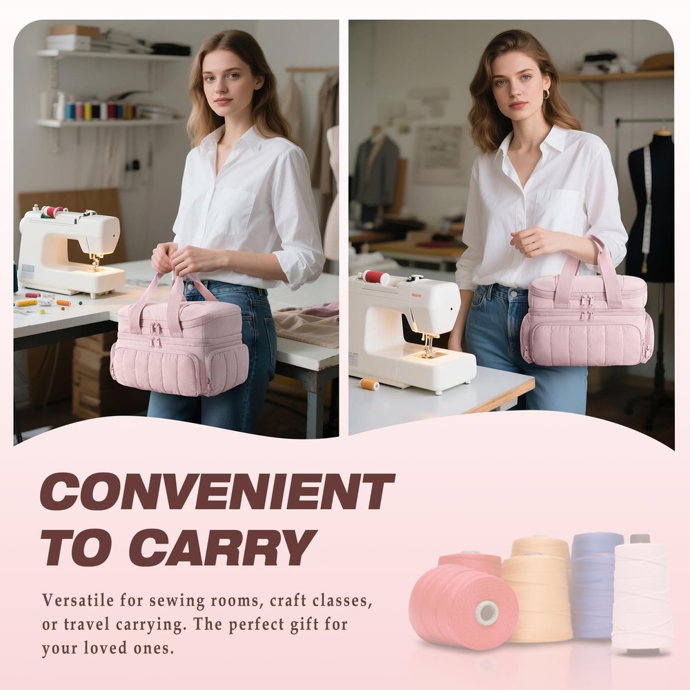 Puffer Sewing Organizer Bag, Large Capacity with Multiple Pockets and Detacha...