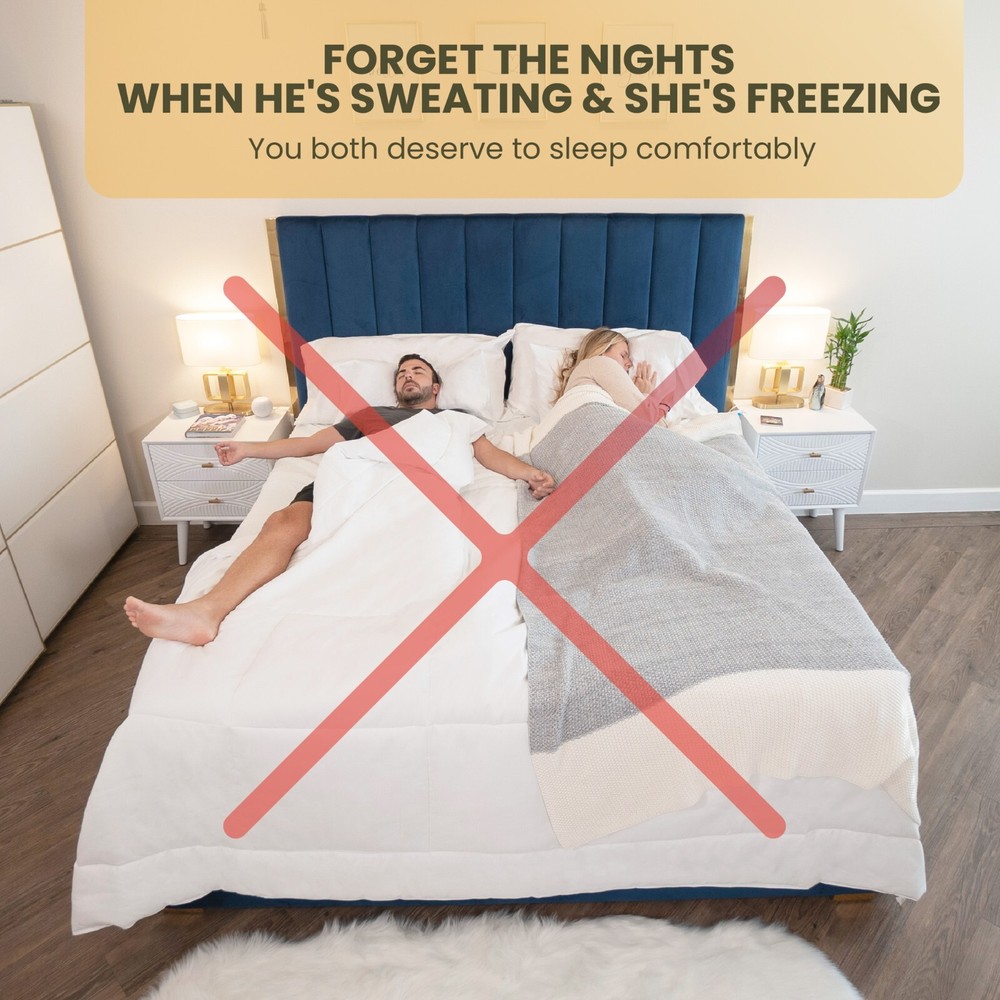 QUEEN KÖMFORTE Dual Zone Couples Comforter – Two Temperature Duvet Insert 
