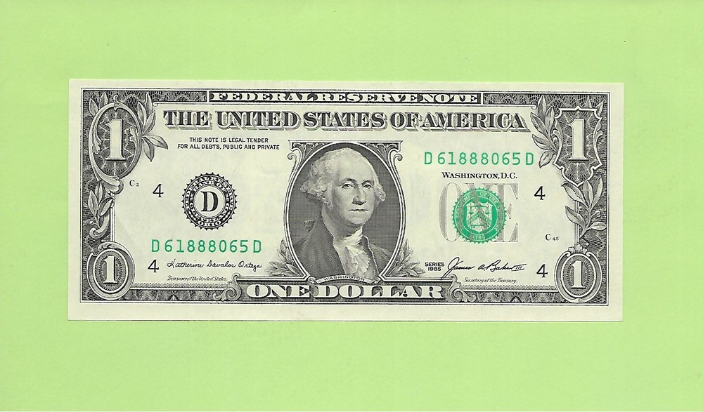 1985 ..UNCIRC $1  D 6188 8065 D  .... 1985 $1  D-D      NICE NOTE        FRN