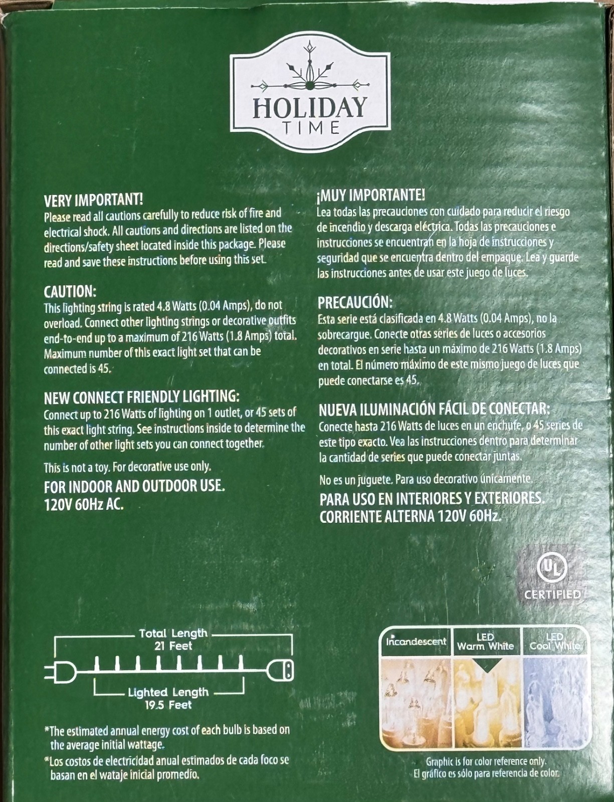 NEW 2025! Holiday Time 100-Count WARM WHITE LED Mini Christmas Lights GREEN Wire