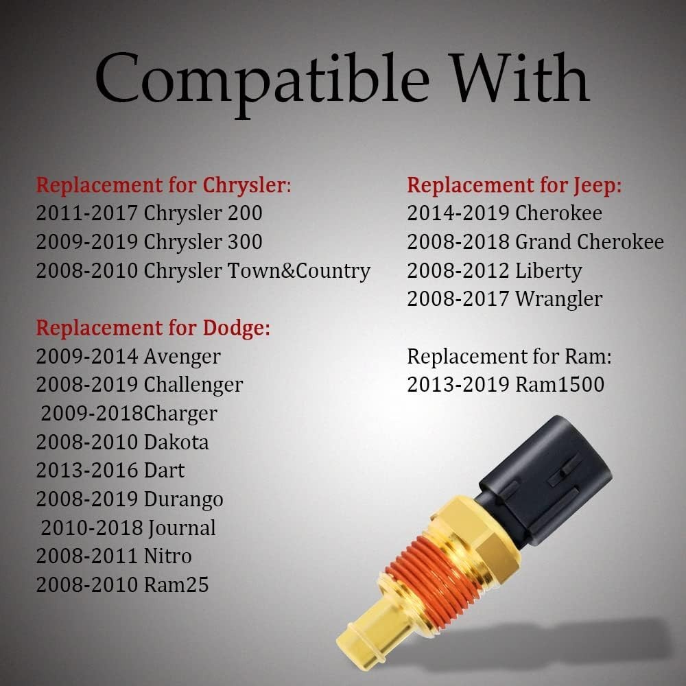 Coolant Temperature Sensor, Water Temperature Sensor 5149077AB Compatible wit