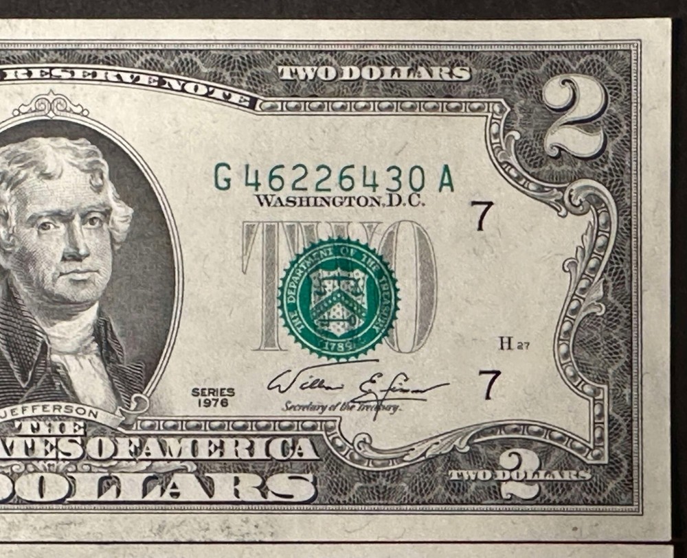 (4) Consecutive 1976 $2 Dollar Bills / Misaligned 3rd print Error / Uncirculated