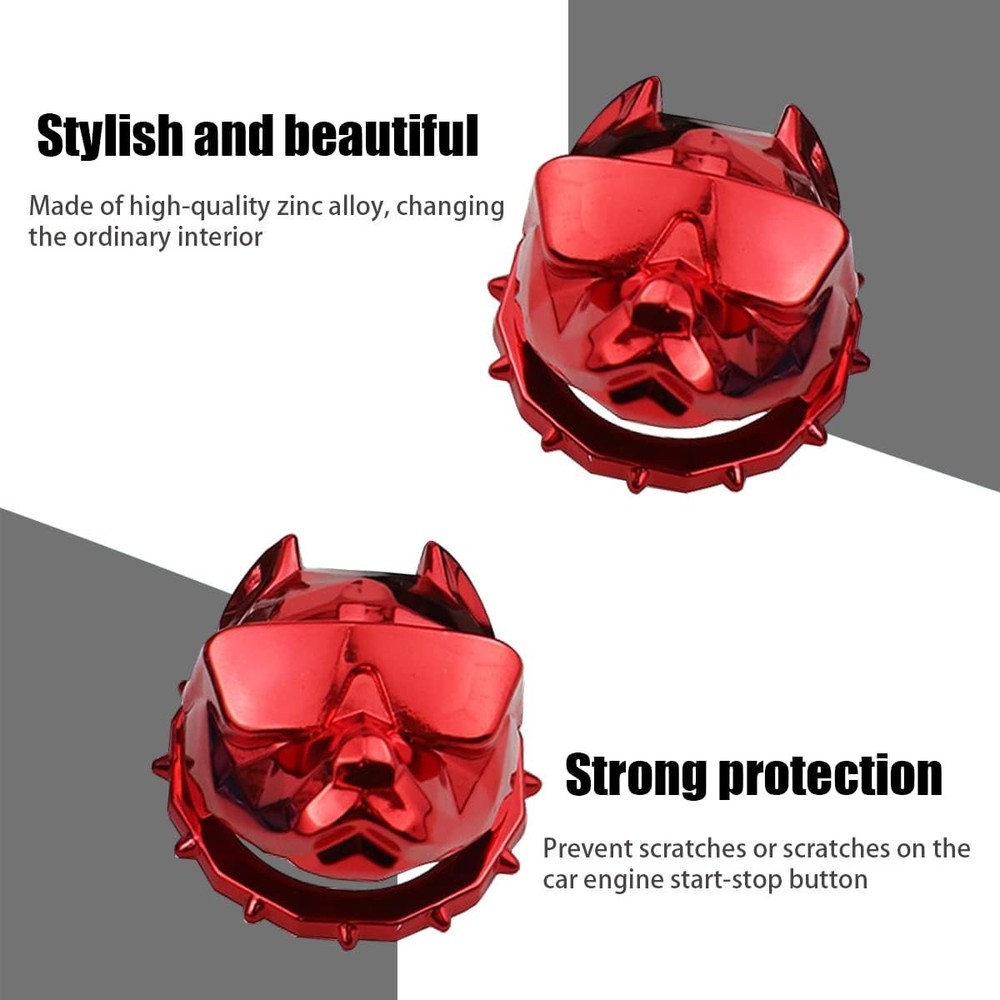 Car Push to Start Button Cover, Vehicle Interior Engine Ignition Switch-Red