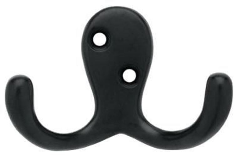 (2 PACK) Double Prong Robe Hook - Flat Black