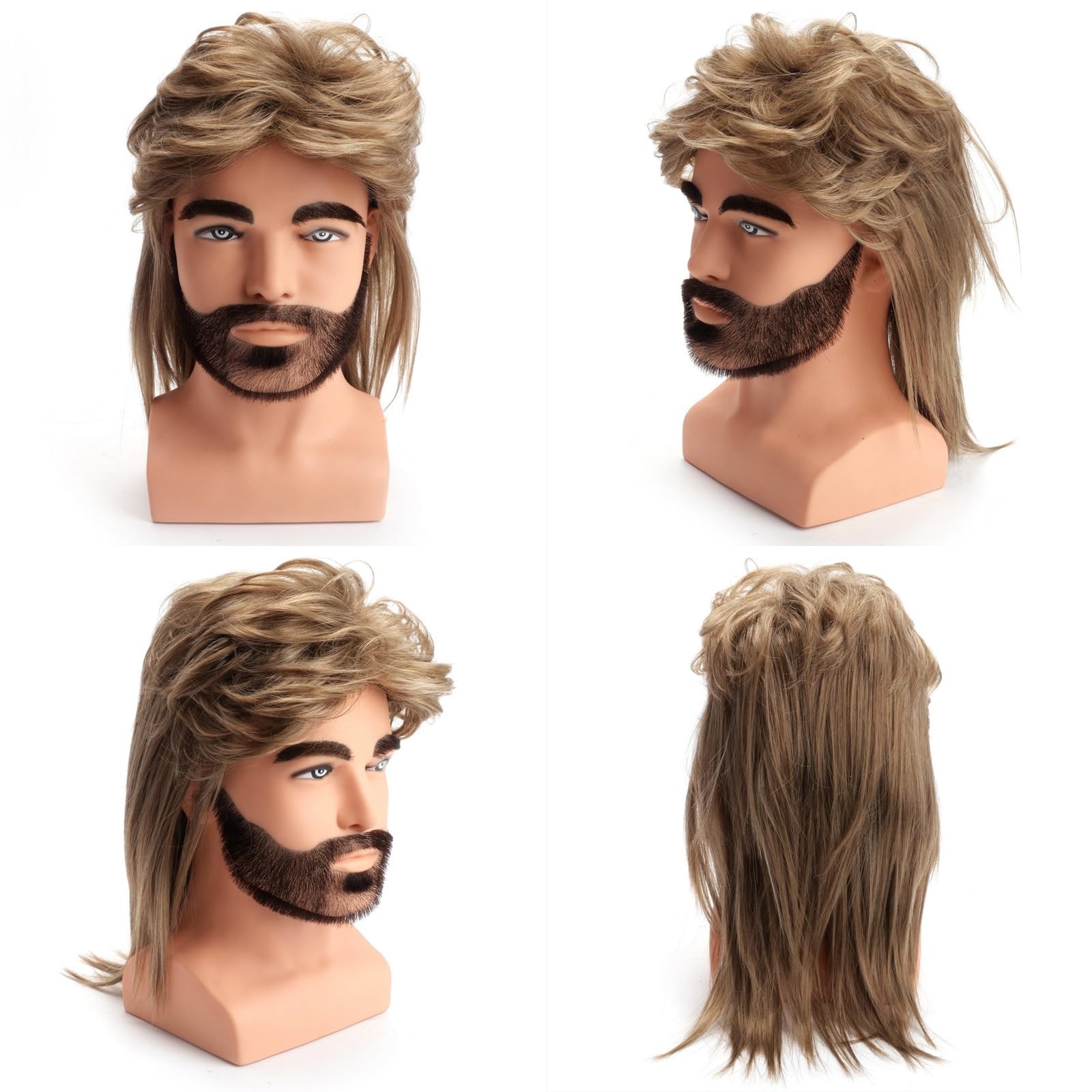 Mullet wig|Adult Funny Wigs for Men|Pop Rock Wig|Joe Dirt Wig for 70s|80s Wig
