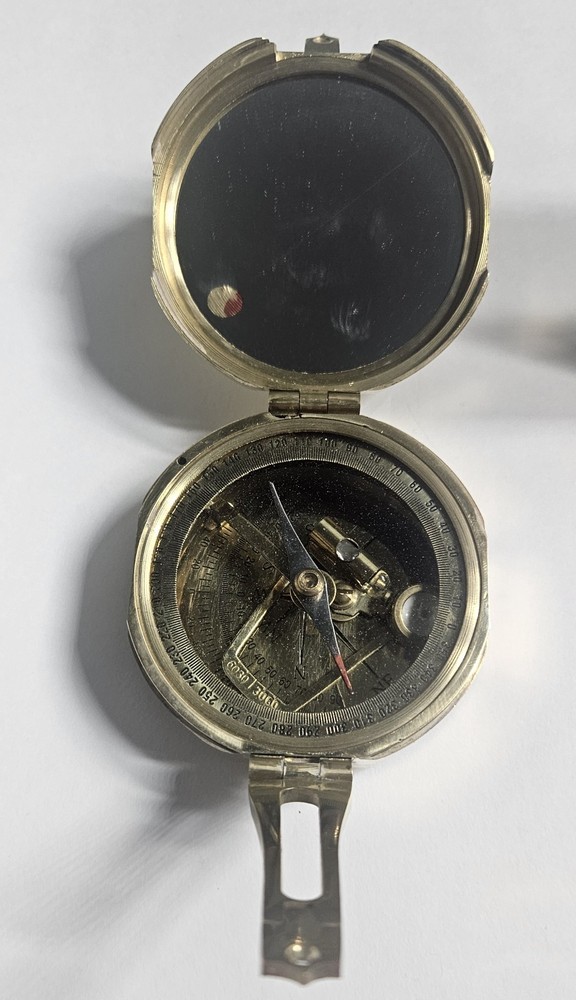 Brass Compass With Wood Case